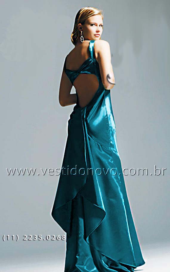 vestido madrinha de casamento em cetim azul , agende sua visita (11) 2274-9604 , loja em So Paulo
