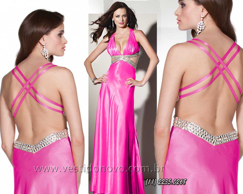 vestido de formatura decotado costa cavada importado em pink loja em São Paulo