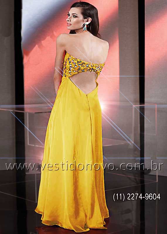 vestido  plus size tamanho grande amarelo  brilho e pedraria no busto loja em São Paulo 