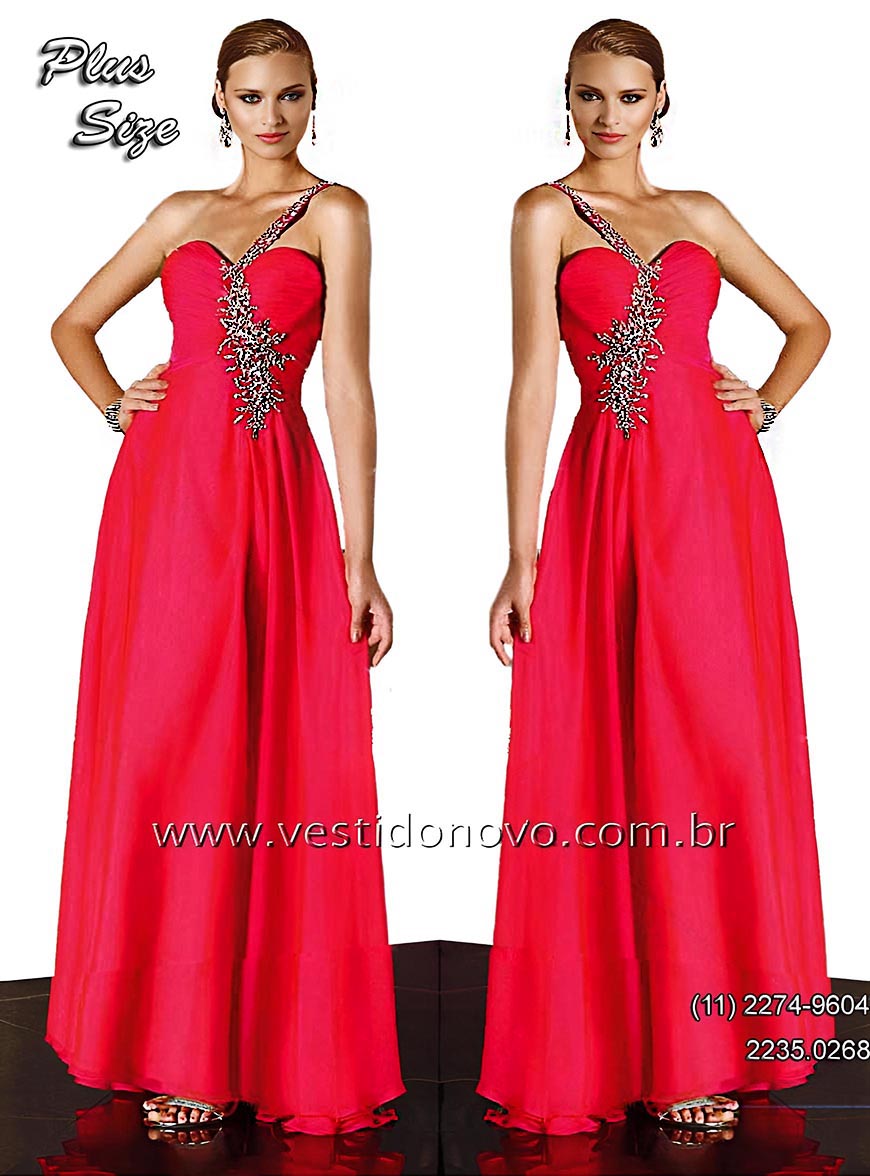 vestido de festa, plus size, vermelho, decote, pedraria e brilho, loja em So Paulo