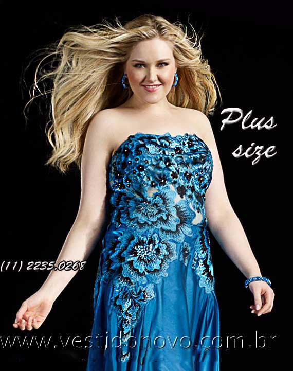 vestido plus size, tamanho grande, floral na cor azul royal, São Paulo, zona sul