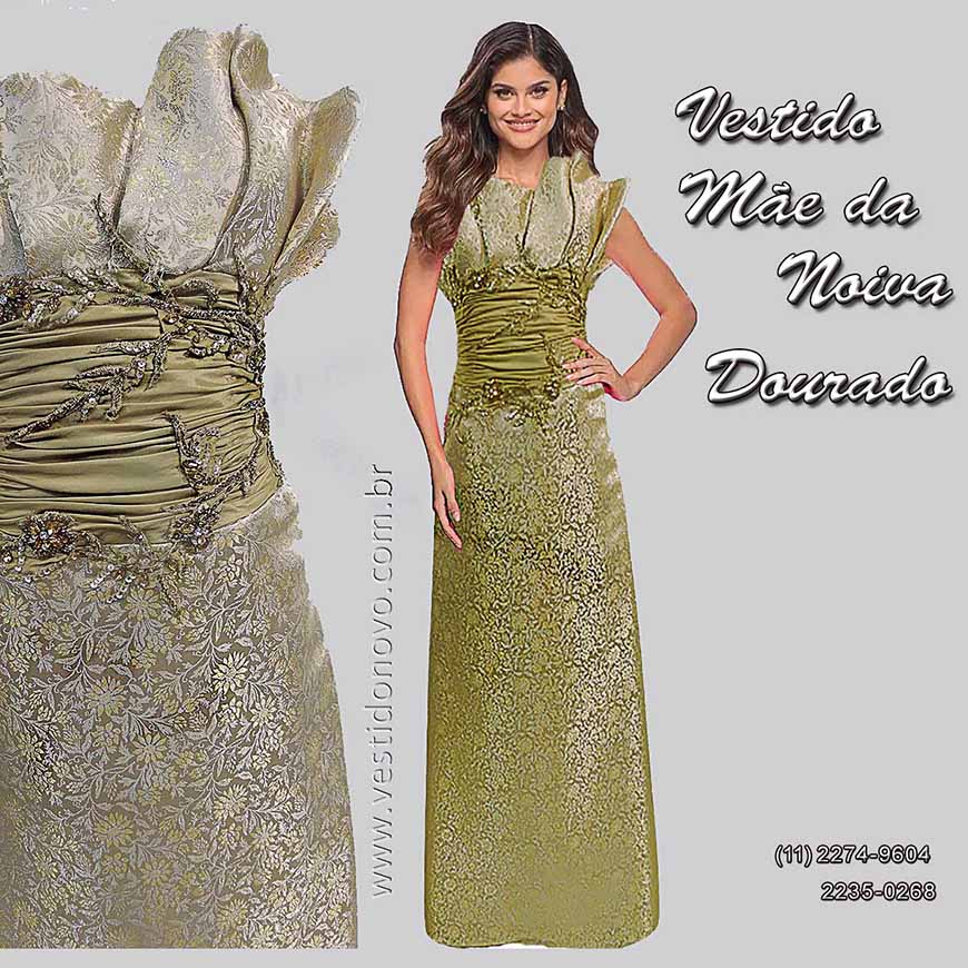 Vestido de festa dourado, me da noiva