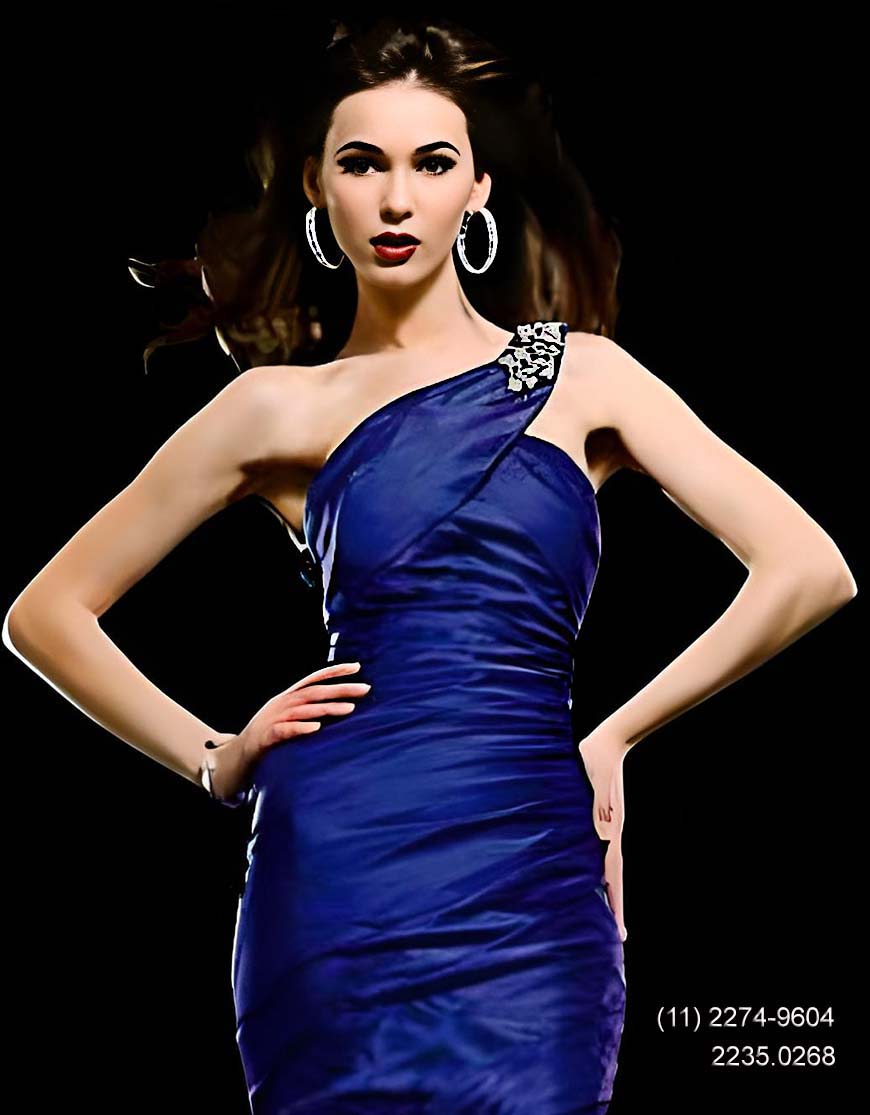 vestido sereia, me da noiva, azul noite de um ombro s em So Paulo