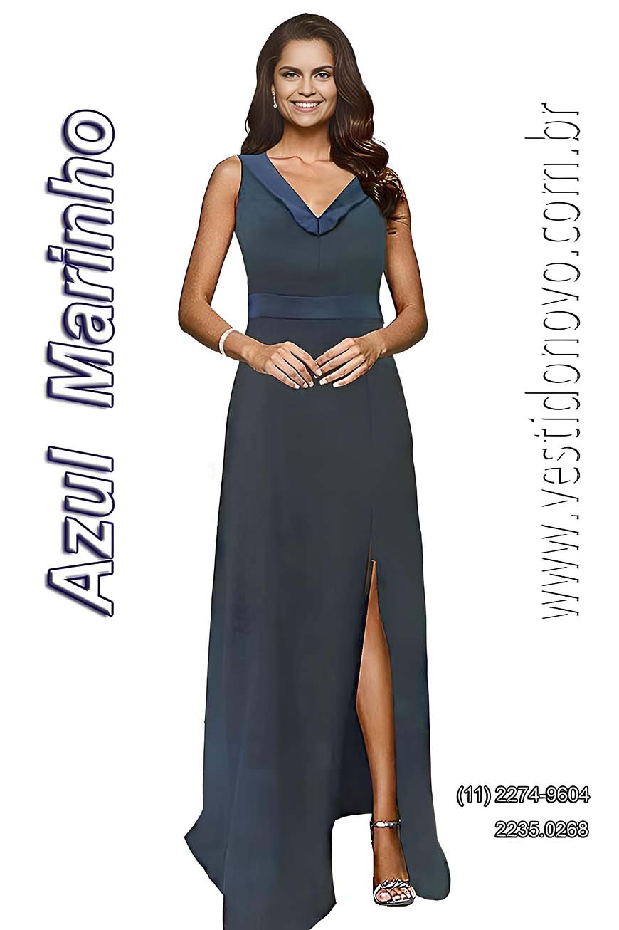 Vestido de festa azul marinho, madrinha de casamento em So Paulo