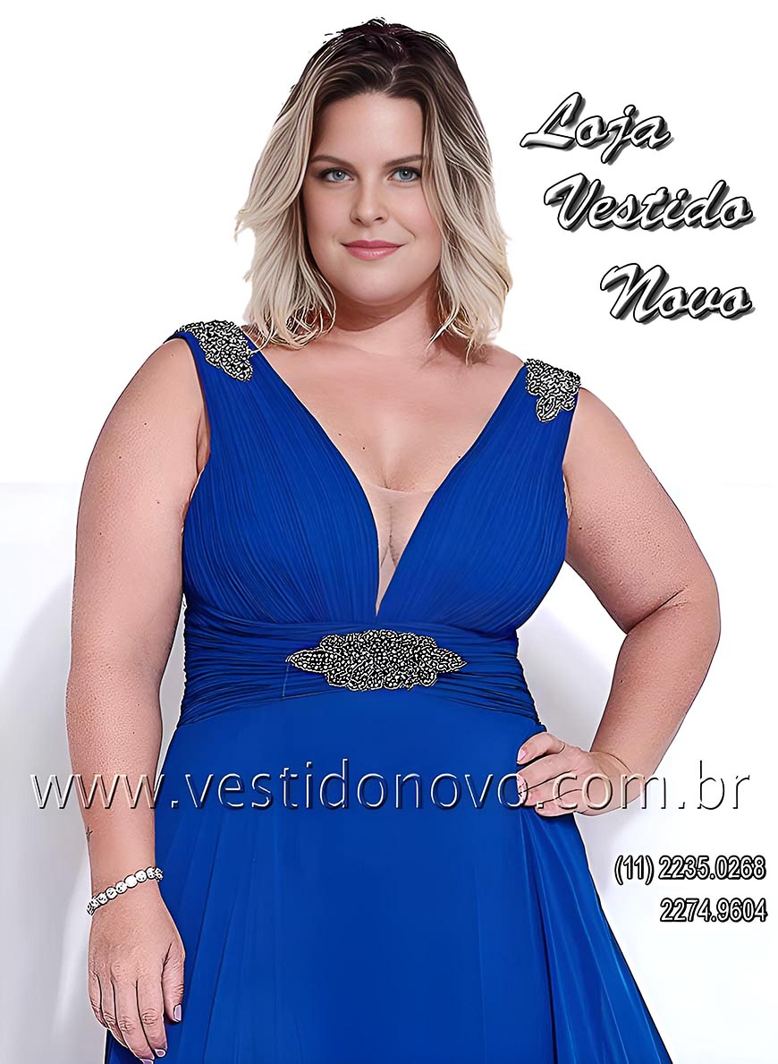 Vestido de festa plus size, azul royal, me do noivo, zona sul de So Paulo