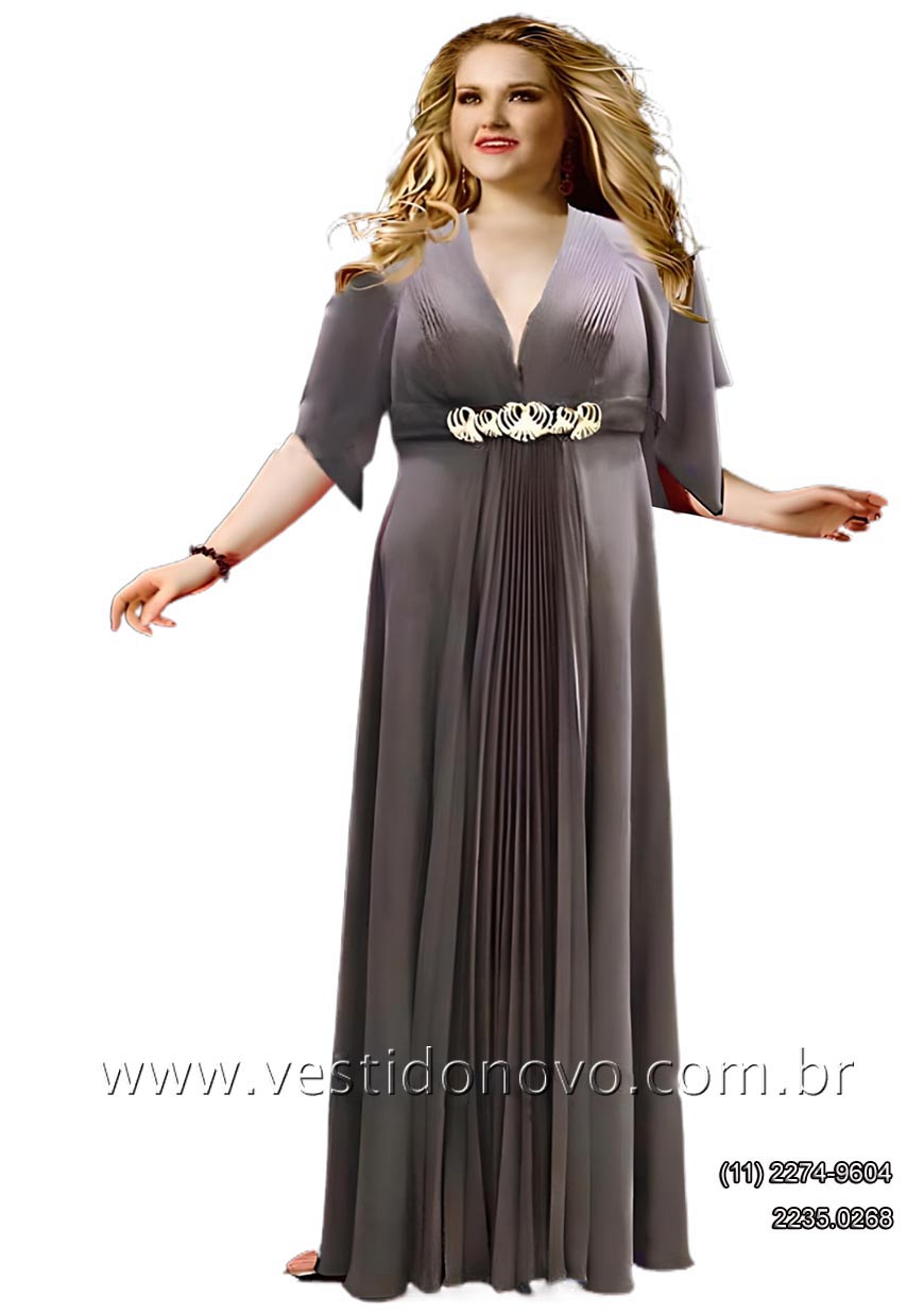 vestido de festa, cinza, prata, tamanho grande, plus size, loja em So Paulo 