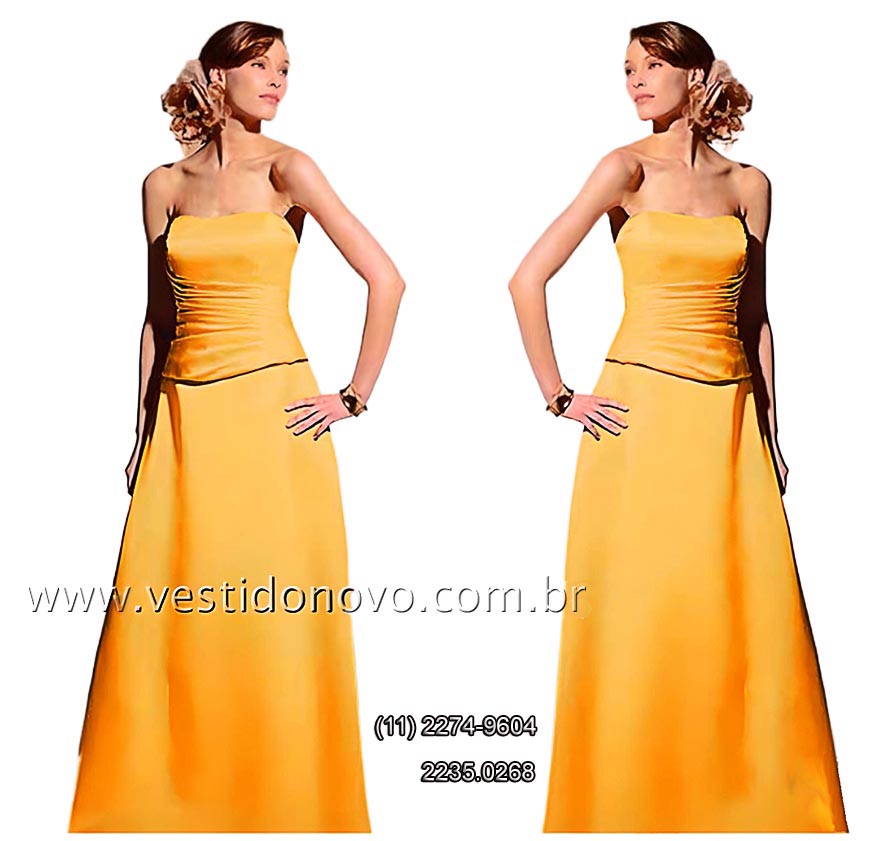 vestido madrinha de casamento,  amarelo canrio  em cetim importado, So Paulo - sp