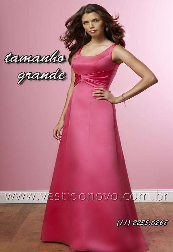 vestido madrinha de casamento em cetim rosa pink agende seu horário (11) 2274-9604  - São Paulo