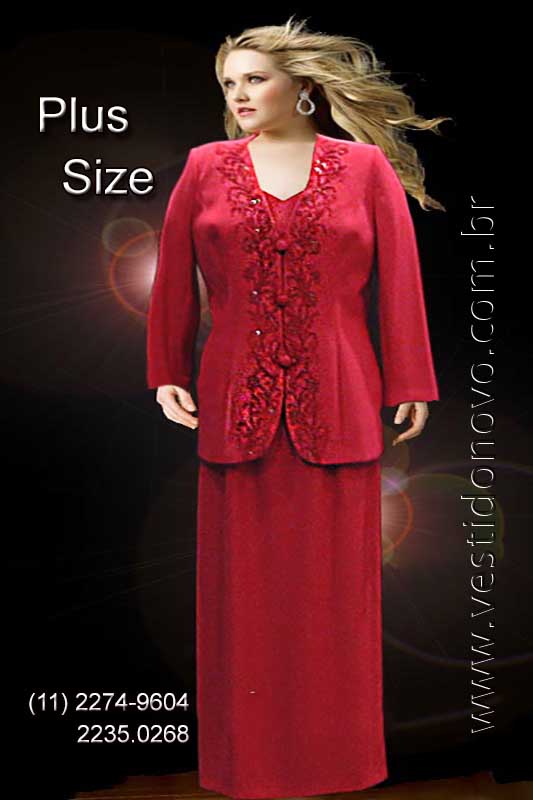 vestido vermelho com casaco manga comprida tamanho grande plus size São Paulo